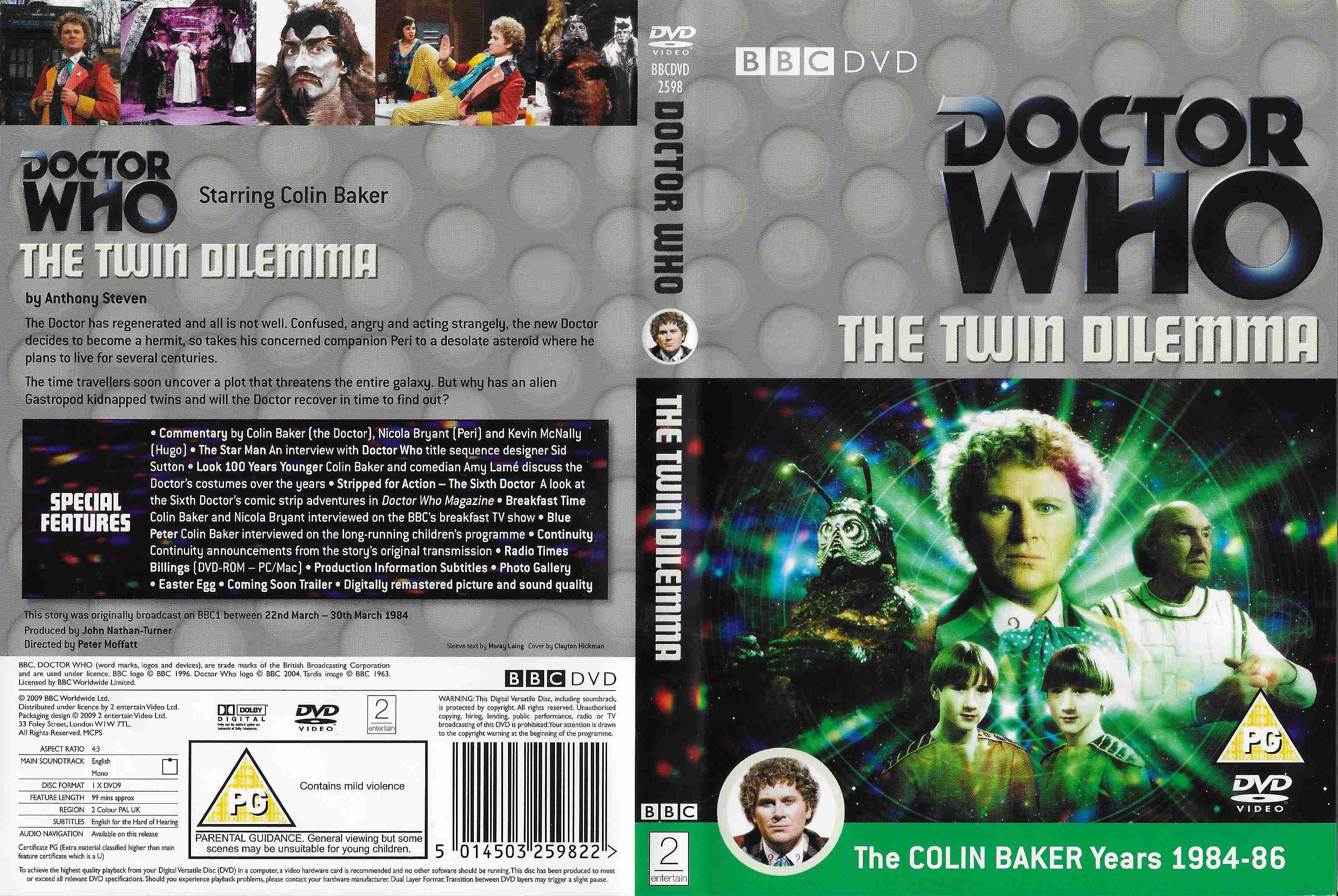 Picture of BBCDVD 2598 Doctor Who - The twin dilemma by artist Anthony Steven from the BBC records and Tapes library